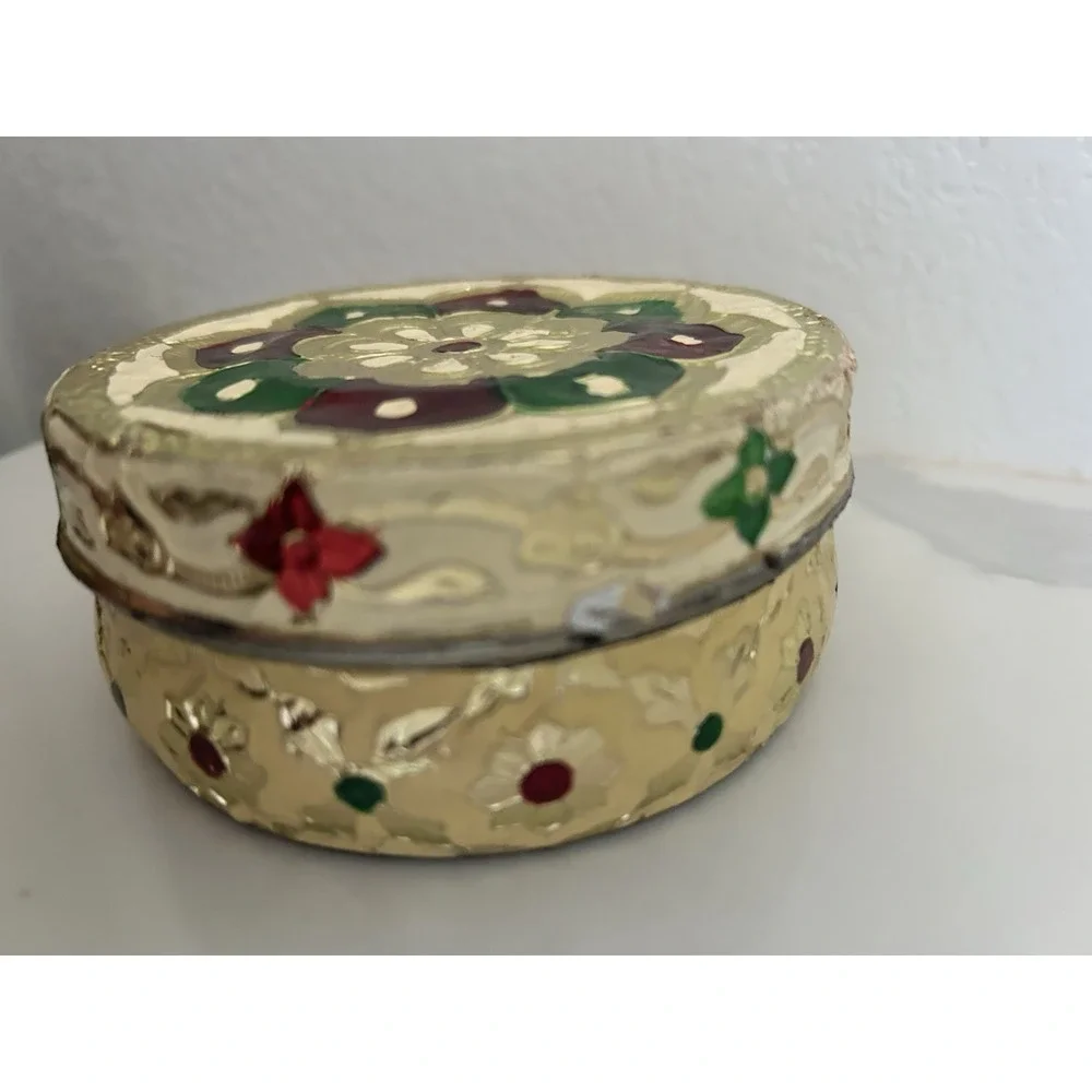 Meenakari Enamel Indian Tin Jewelry Trinket Box Party Holiday
